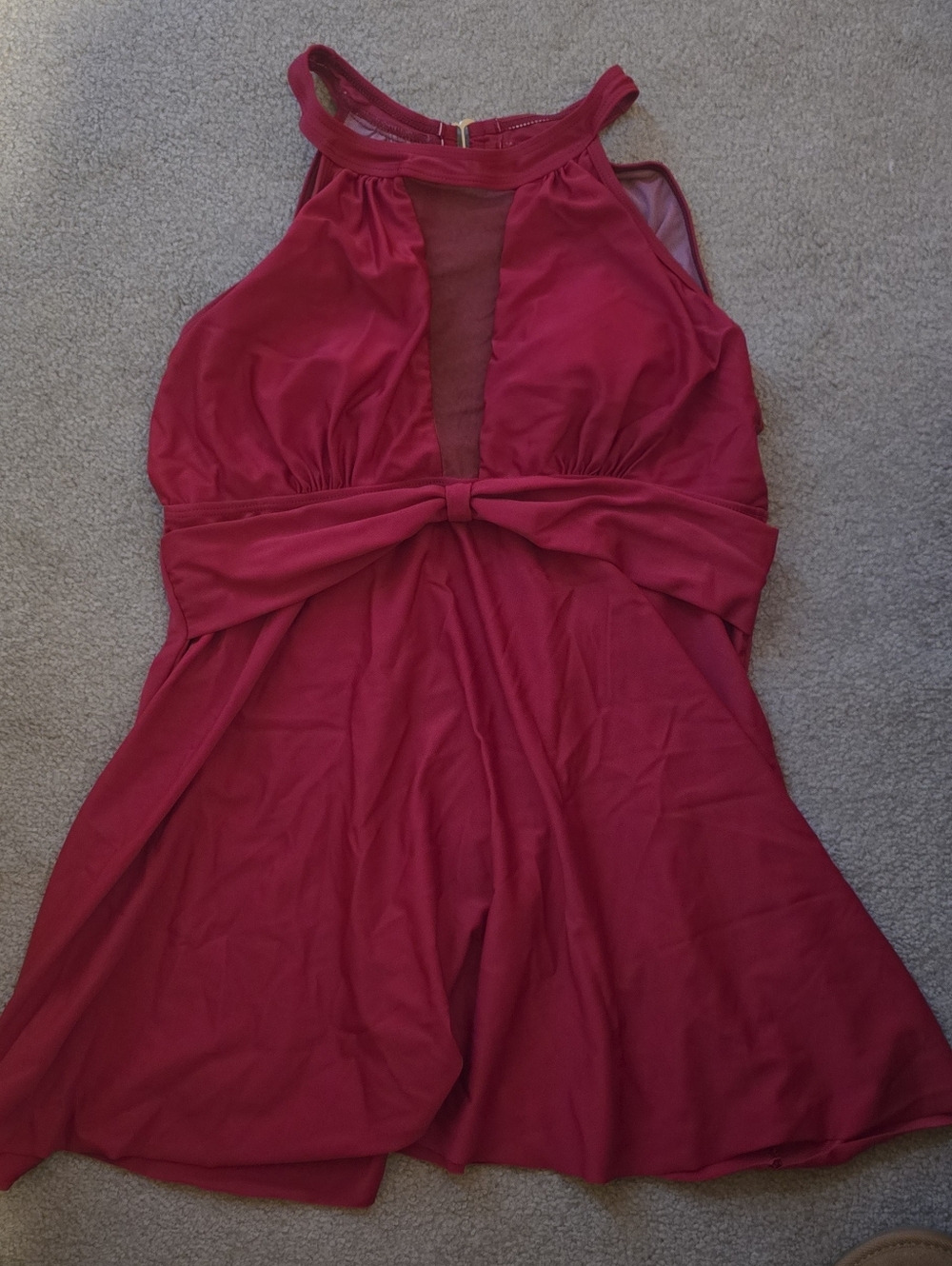 Women’s Red Halter Fit-and-Flare Swim Dress